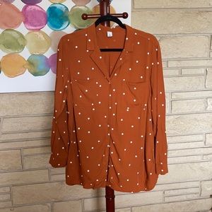 Polka dot long sleeve button up shirt
